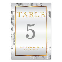 Silver Marble, Guld och White Satin - Bord Card