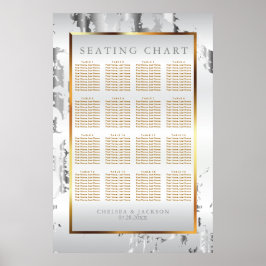 Silver Marble, Guld och White Satin - Sittdiagram Poster