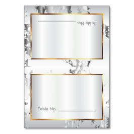 Silver Marble, Guld & White Satin-Bord Cards Bordsnummer