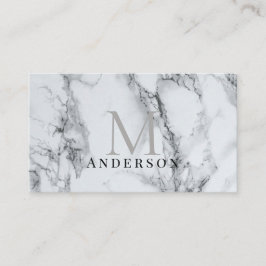 Silver Marble Masculine Dubbla Monogram Visitkort