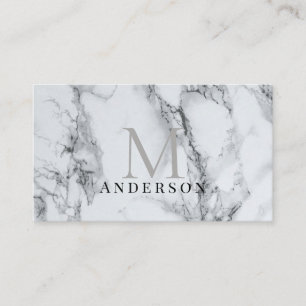 Silver Marble Masculine Dubbla Monogram Visitkort