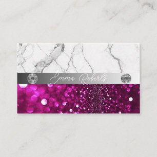 Silver Marble Mörk Rosa Diamond Coach Visitkort
