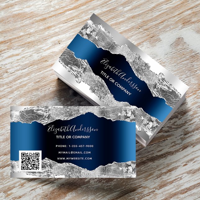 Silver marble QR-kod Visitkort (Skapare uppladdad)