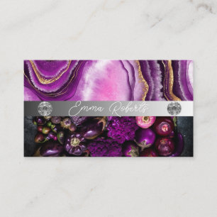 Silver Marble Rosa Diamond Coach Affärskort Visitkort