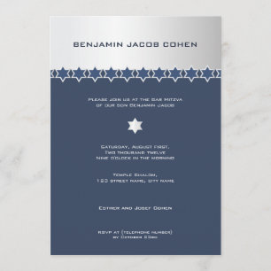 Silver & marin - pubMitzvah inbjudan