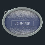 Silver marinblå Glitter Girly Monogram Namn<br><div class="desc">Blocket Silver och Navy Blue Gnistra Glitter Monogram Namn Bälte. Detta gör perfekt studenten,  söt 16 16,  18,  21,  30,  40,  50,  60,  70,  80,  90:e,  100-årsdag,  bröllop,  möhippa,  årsdag,  babydusch eller bachelorette-gåva till någon som glam lyx och chic stilar.</div>