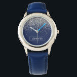 Silver marinblå Glitter Girly Monogram Namn Armbandsur<br><div class="desc">Glitter Monogram Namn Watch silver och marinblått Gnistra. Det gör perfekten söt 16-årsjubileum,  bröllop,  möhippa,  årsdag,  babydusch eller bachelorette-fest för någon som glam lyxen och chic stilar i kärlek.</div>
