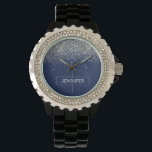 Silver marinblå Glitter Girly Monogram Namn Armbandsur<br><div class="desc">Glitter Monogram Namn Watch vid marinblått och Silver Gnistra. Det gör perfekt studenten,  födelsedag,  bröllop,  möhippa,  årsdag,  babydusch eller bachelorette-fest till någon som glam lyx och chic stilar.</div>