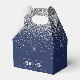 Silver marinblå Glitter Girly Monogram Namn Presentaskar