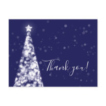 Silver marinblå jul Bröllop Tackkort 
