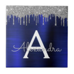 Silver marinblått Glitter Brushed Metall Monogram Kakelplatta<br><div class="desc">Silver och marin blå faux-félja Metallic Gnistra Glitter Brushed Metall Monogram Namn och initiala keramiska plattor. Det gör perfekten söt 16-årsjubileum,  bröllop,  möhippa,  årsdag,  babydusch eller bachelorette-fest för någon som glam lyxen och chic stilar i kärlek.</div>