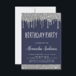 Silver marinblått Gnistra Glitter vid alla åldrar Inbjudningar<br><div class="desc">Silver och marinblå Glitter-Anpassningsbar i Sparkly-läge i alla åldrar (13:e, 16:e, 18:e, 21:e, 30:e, 40:e, 50:e, 60:e) Födelsedagsfest inbjudan . Detta är perfekten (13, 16, 18, 21, 30, 40, 50 eller 60) Roligt och Trendig födelsedag för en modern Gnistra Girly-Födelsedagsfest för Elegant. Kontakta designern om du vill matcha anpassade objekt....</div>