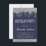 Silver marinblått Gnistra Glitter vid alla åldrar Inbjudningar<br><div class="desc">Silver och marinblå Glitter-Anpassningsbar i Sparkly-läge i alla åldrar (13:e, 16:e, 18:e, 21:e, 30:e, 40:e, 50:e, 60:e) Födelsedagsfest inbjudan . Detta är perfekten (13, 16, 18, 21, 30, 40, 50 eller 60) Roligt och Trendig födelsedag för en modern Gnistra Girly-Födelsedagsfest för Elegant. Kontakta designern om du vill matcha anpassade objekt....</div>
