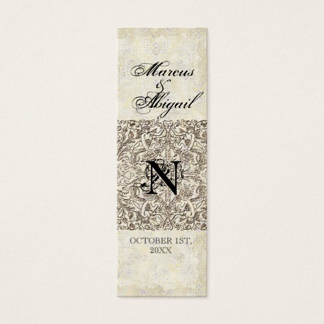 Silver, Märkrn Monogrammed Favor Gift Litet Visitkort (Framsidan)