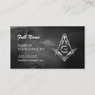 Silver Masonic-Affärskorten Svart vattenfärg