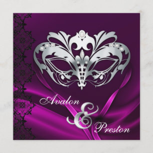 Silver Masquerad Rosa Juveled Wedding bjudande Inbjudningar