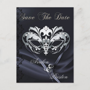 Silver Masquerade Svart Juvel Spara Datum Meddelande Vykort