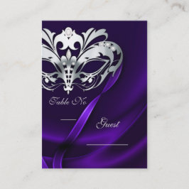 Silver Masqueraens Lila Jueled Bord PlaceCard Placeringskort
