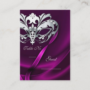 Silver Masqueraens Rosa Jueled Bord PlaceCard Placeringskort