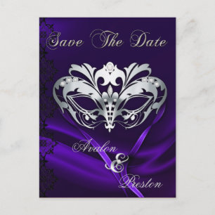 Silver MasqueraLila Jewel Spara datum Meddelande Vykort
