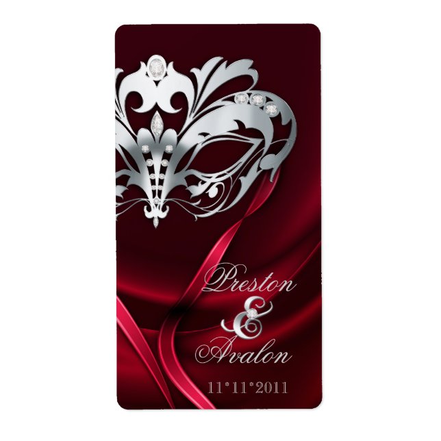 Silver Masqueraröd judisk-Vin-etikett Fraktsedel (Framsidan)