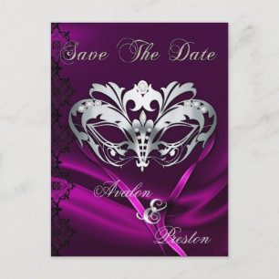Silver MasqueraRosa Jewel Spara datum Meddelande Vykort
