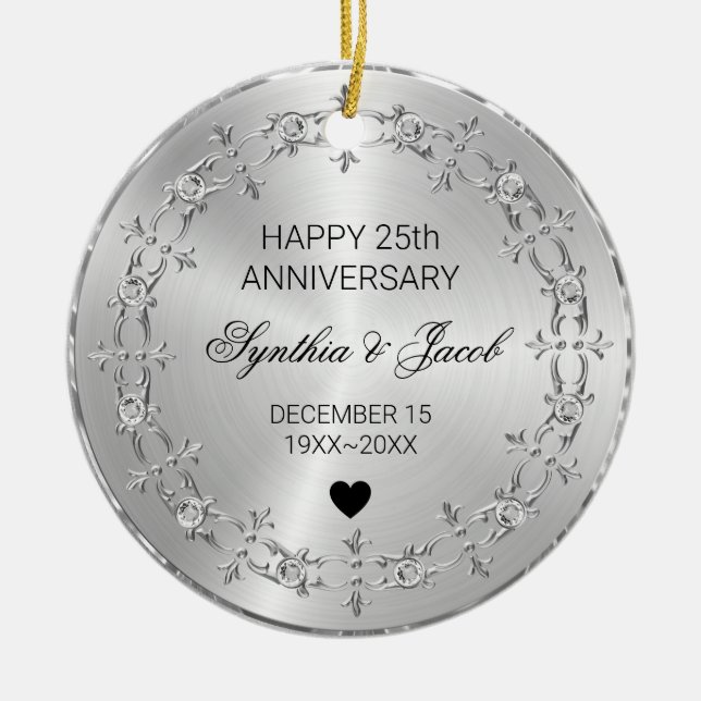 Silver med diamanter julgransprydnad keramik (Framsidan)