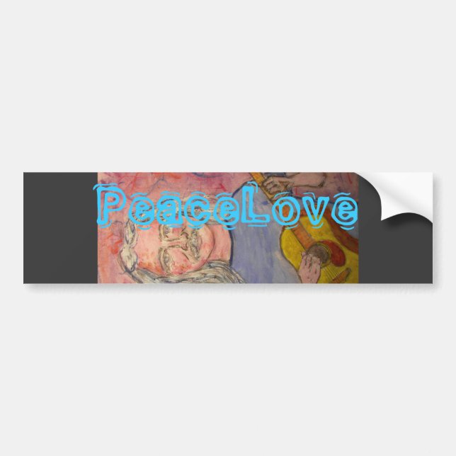 silver med folkrocker PeaceLove Bildekal (Framsidan)