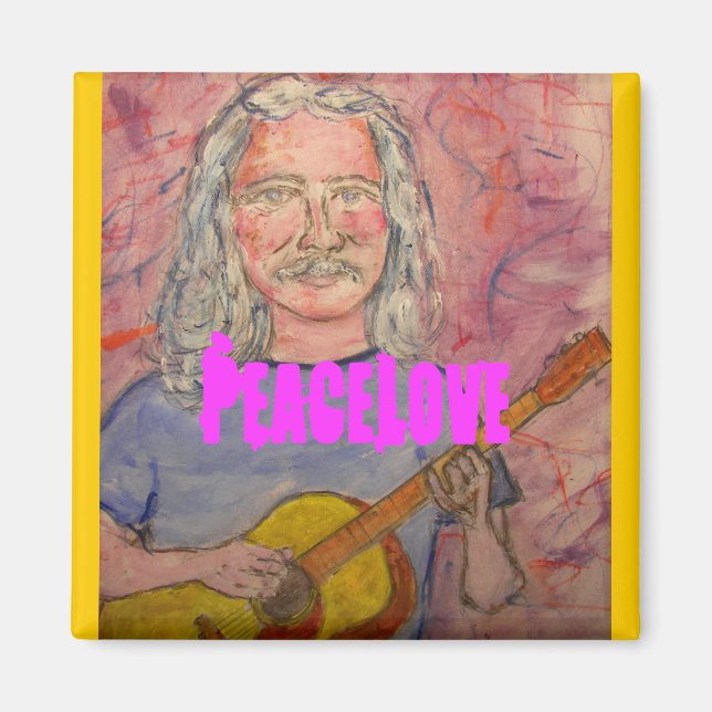 silver med folkrocker PeaceLove Magnet (Framsidan)