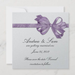 Silver med Lila Bow Spara datum Datumet
