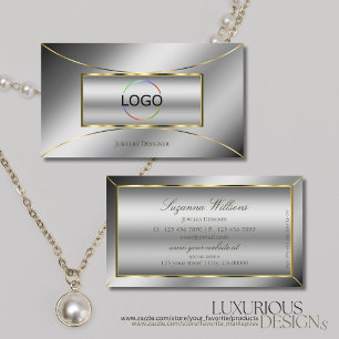 Silver med Luminös Guld-deka och Logotyp Visitkort