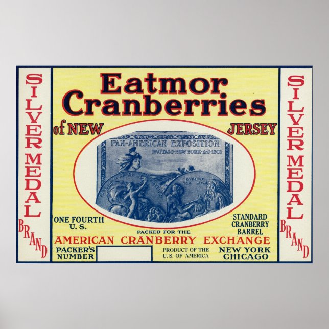 Silver Medal Eatmor Cranbär Brand-etikett Poster (Framsidan)