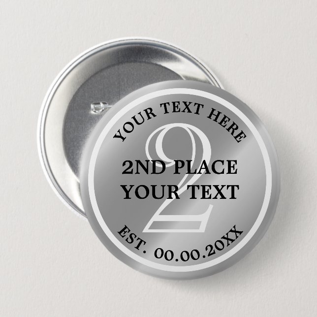 Silver-medalj-knapp för andra ställe i tävlingen knapp (Framsida & baksida)