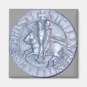 Silver medeltida försegling av riddarens tema magnet
