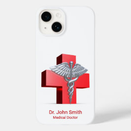Silver Medical 3D Caduceus Kor Red