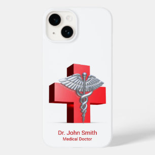 Silver Medical 3D Caduceus Kor Red