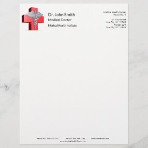 Silver Medical 3D Caduceus Kor Red Brevhuvud