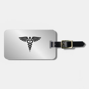 Silver Medical Caduceus Bagagebricka