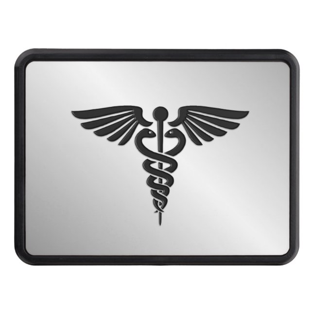 Silver Medical Caduceus Dragkroksskydd (Framsidan)