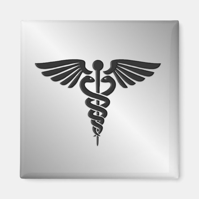 Silver Medical Caduceus Magnet (Framsidan)
