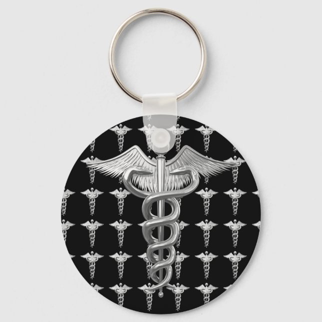 Silver Medical Caduceus Nyckelring (Framsida)