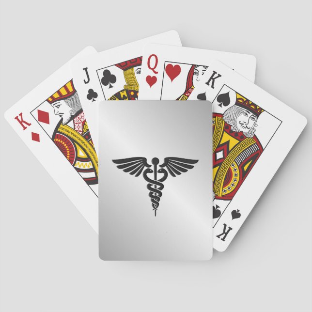 Silver Medical Caduceus Spel Kort (Baksidan)
