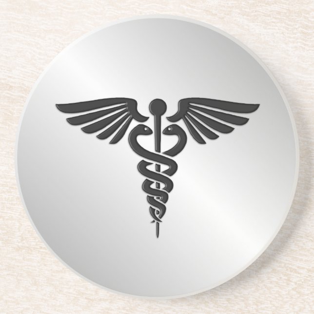 Silver Medical Caduceus Underlägg Sandsten (Framsidan)