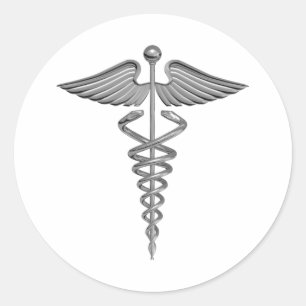 Silver Medicinsk symbol Runt Klistermärke