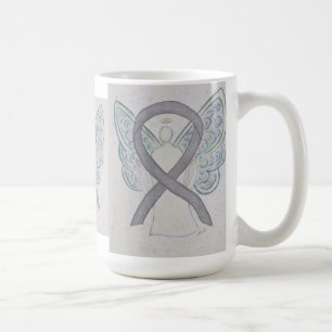 Silver-medvetenhet Ribbon Angel Art Mugg