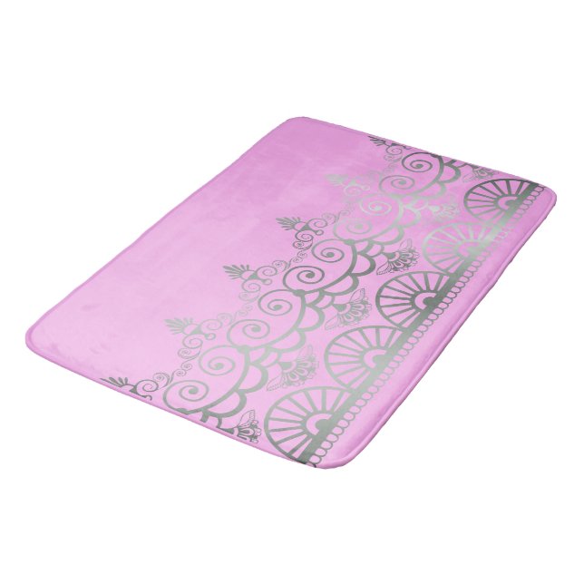 Silver Mehndi - Bath Mat Badrumsmatta (Vinklad)