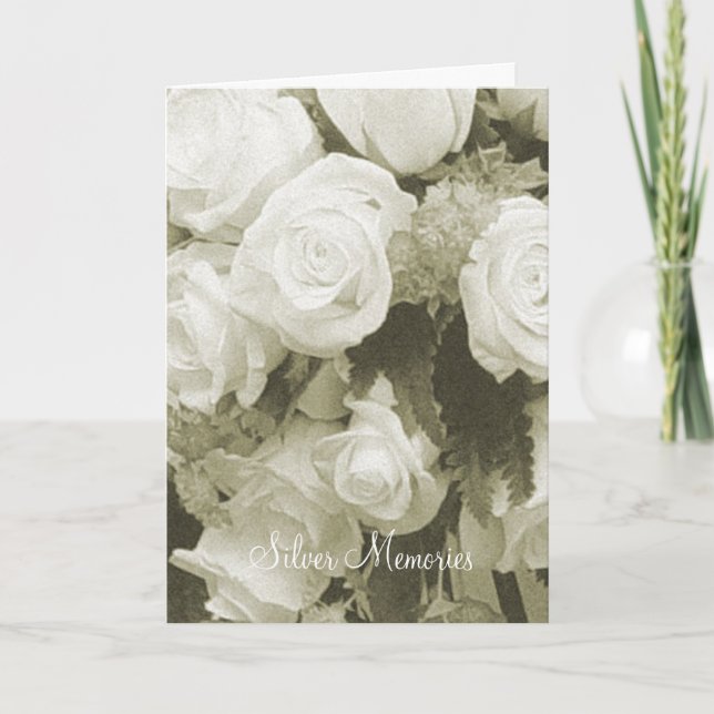 Silver Memories Sepia Roses Jubileumskort Kort (Framsida)