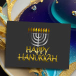 Silver Menorah Flames Lycklig Hanukkah-kort Helgkort<br><div class="desc">Helgdag temaobjekt designade av Umua. Tryckt och avsänt av Zazzle eller deras närstående företag.</div>