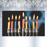 Silver Menorah Hannukah Rektangulärt Klistermärke<br><div class="desc">Silver Menorah Hanukkah Sticker</div>