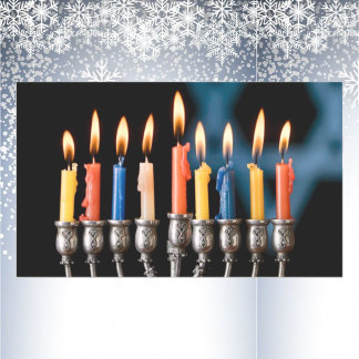 Silver Menorah Hannukah Rektangulärt Klistermärke